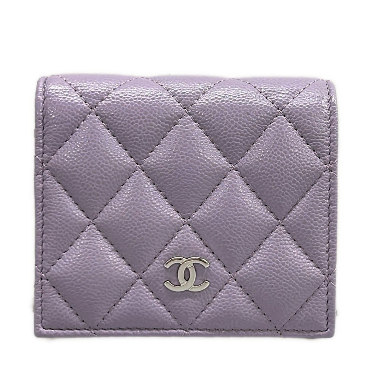 Chanel Bifold Wallet Quilted Light Purple Silver