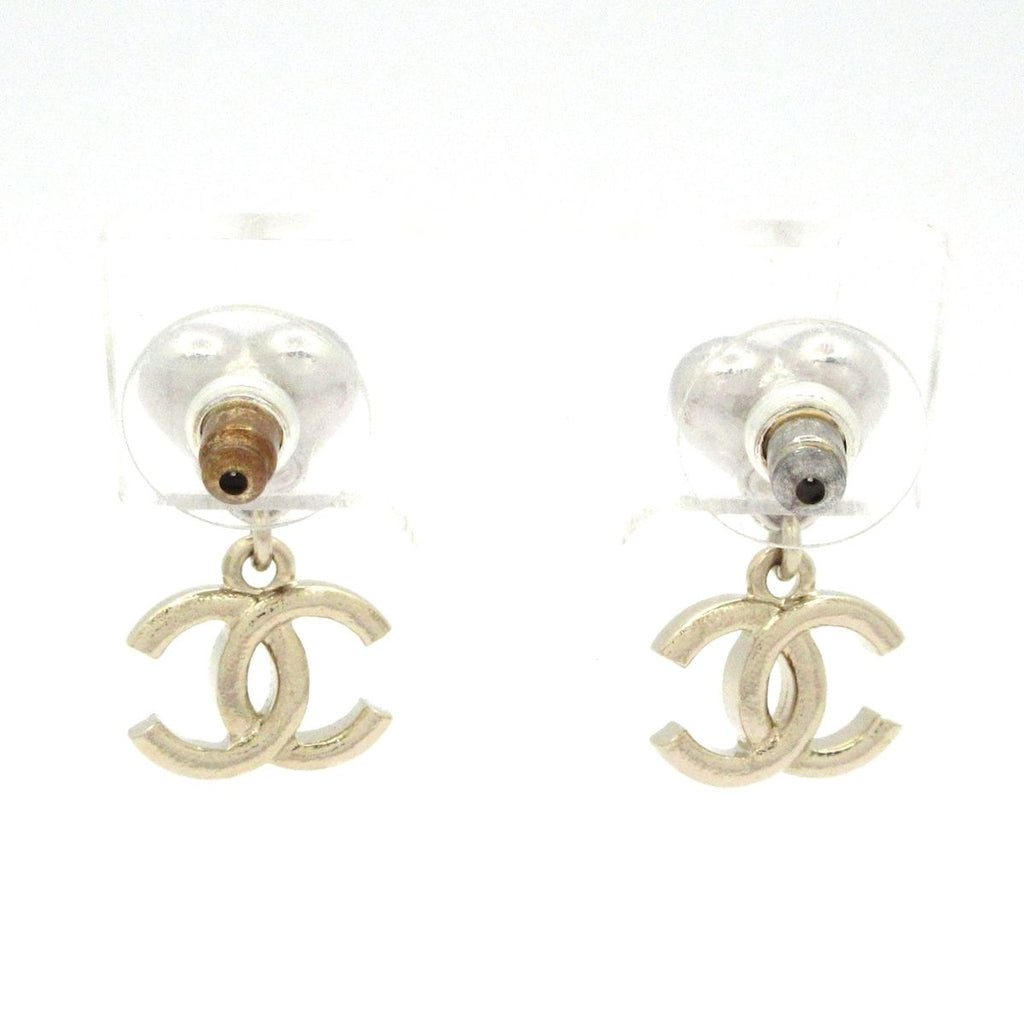 Chanel Earrings Silver Gold CC Logo — view 3