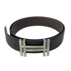 Hermes Belt 80 O Carre Noir Chocolat Silver