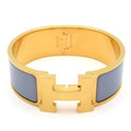 Hermes Bangle Clic Clac Gold Blue Gray Bracelet