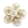 Chanel Brooch Champagne Gold White Pearl Rhinestone Star