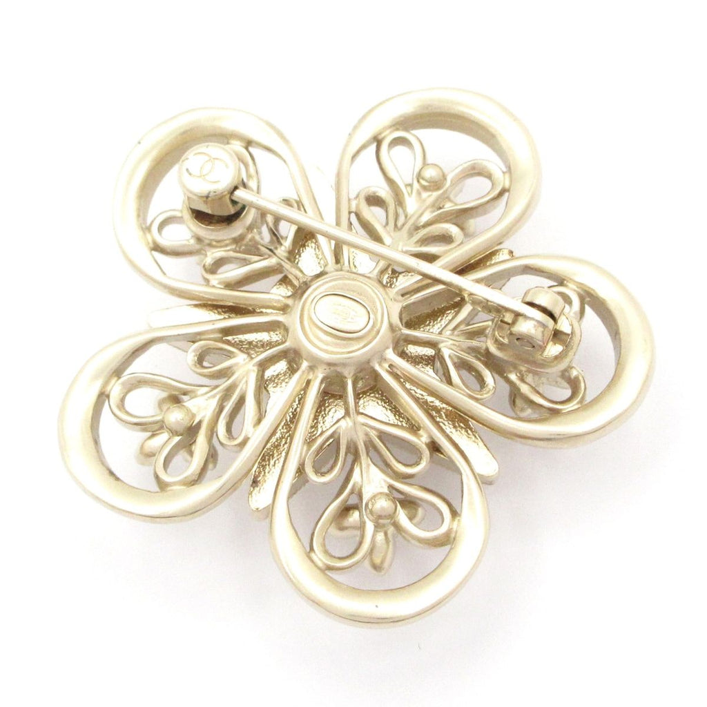 Chanel Brooch Champagne Gold White Pearl Rhinestone Star — view 2