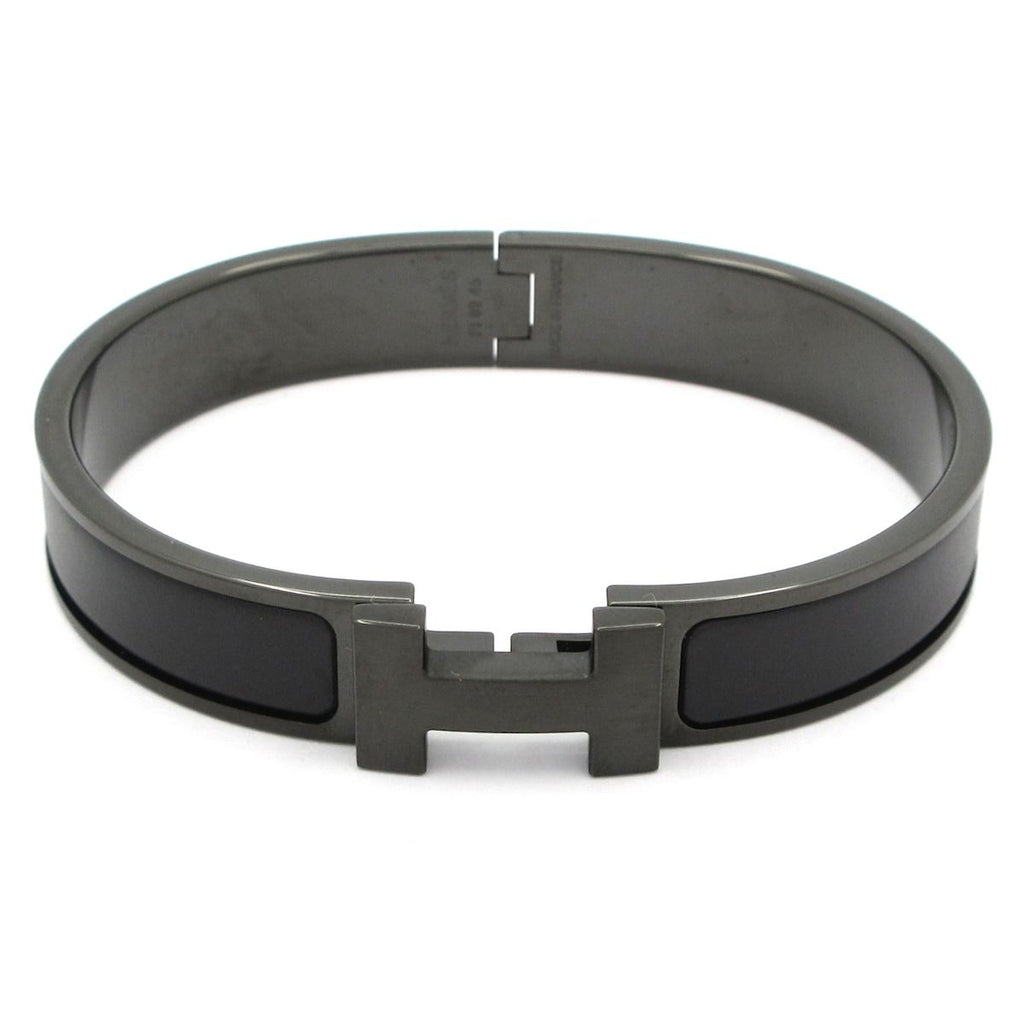 Hermes Bangle Click HH So Black Matte Enamel Bracelet