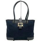 Gucci 002 Logo Tote Canvas Leather Black