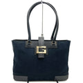 Gucci 002 Logo Tote Canvas Leather Black