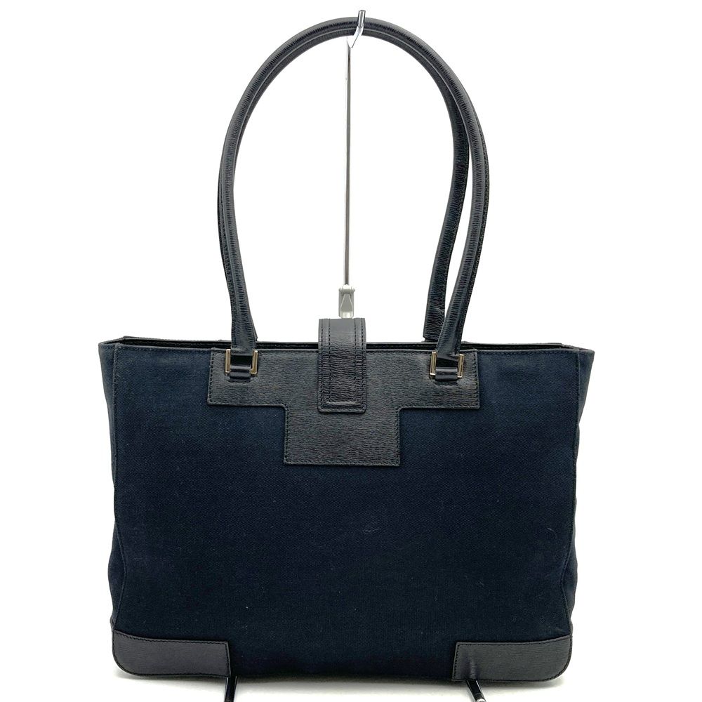 Gucci 002 Logo Tote Canvas Leather Black — view 4