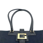 Gucci 002 Logo Tote Canvas Leather Black — view 5