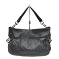 Chanel Shoulder Quilted Bag Lambskin Black Silver Chain Leather