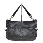 Chanel Shoulder Quilted Bag Lambskin Black Silver Chain Leather