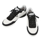 Chanel Sneakers CC Logo Quilted Leather Suede 38 Shoes White Black