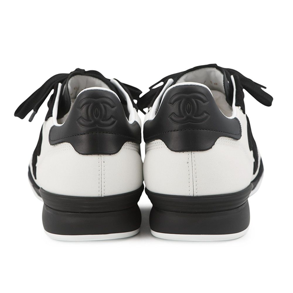 Chanel Sneakers CC Logo Quilted Leather Suede 38 Shoes White Black — view 3