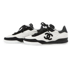 Chanel Sneakers CC Logo Quilted Leather Suede 38 Shoes White Black — view 2
