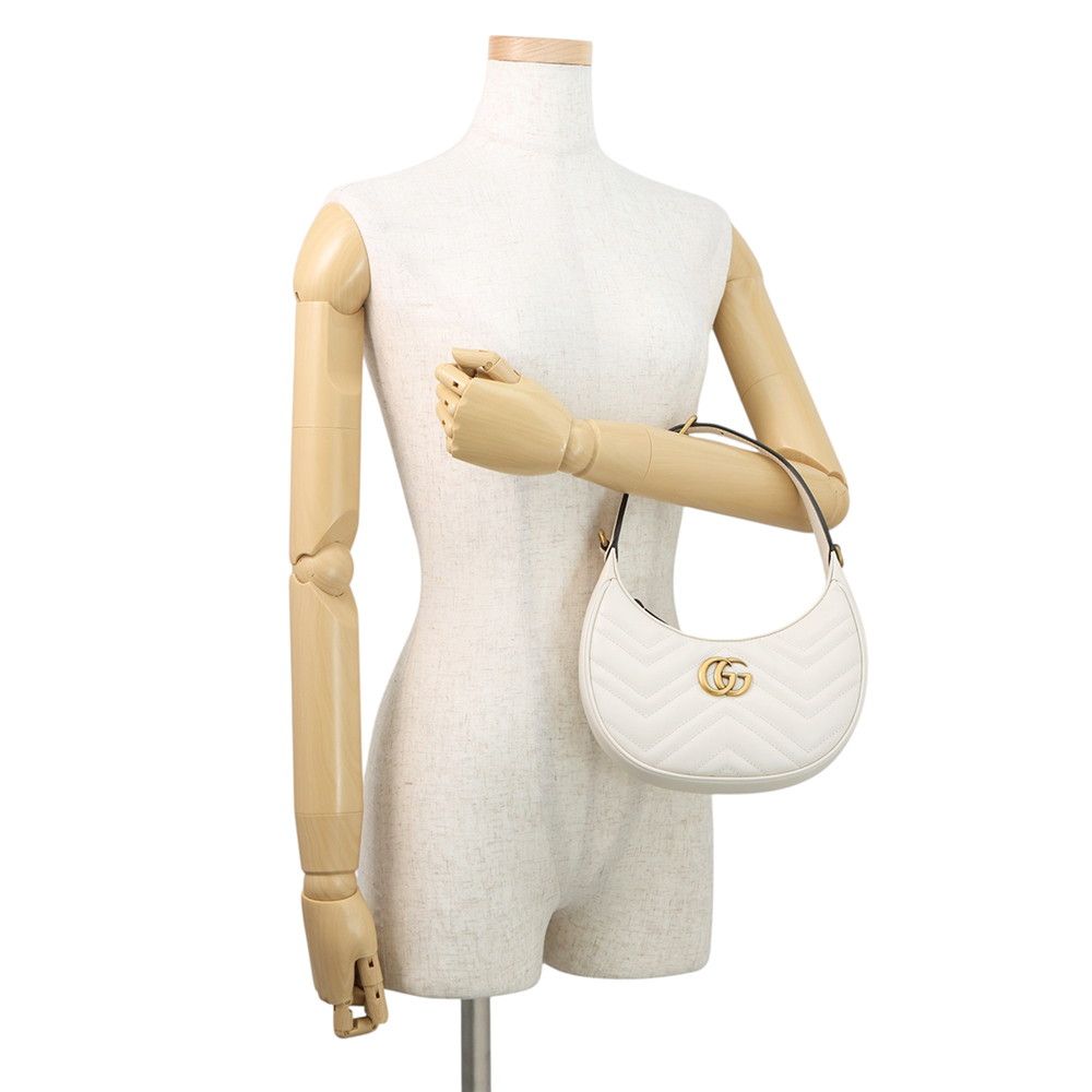 Gucci Handbag GG Marmont Half Moon Chez Blanc Quilted Bag Shoulder White — view 4
