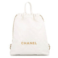 Chanel Backpack 22 Small Shiny Calfskin White