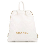 Chanel Backpack 22 Small Shiny Calfskin White