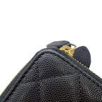 Chanel Bifold Wallet Quilted Round Zip CC Logo Caviar Leather Black — view 8