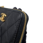 Chanel Bifold Wallet Quilted Round Zip CC Logo Caviar Leather Black — view 7