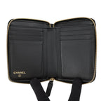 Chanel Bifold Wallet Quilted Round Zip CC Logo Caviar Leather Black — view 4