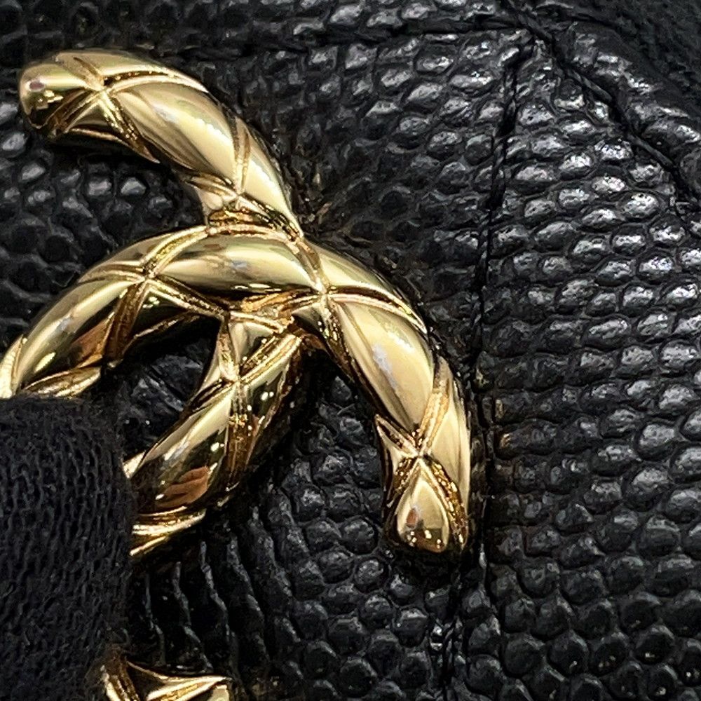 Chanel Bifold Wallet Quilted Round Zip CC Logo Caviar Leather Black — view 9