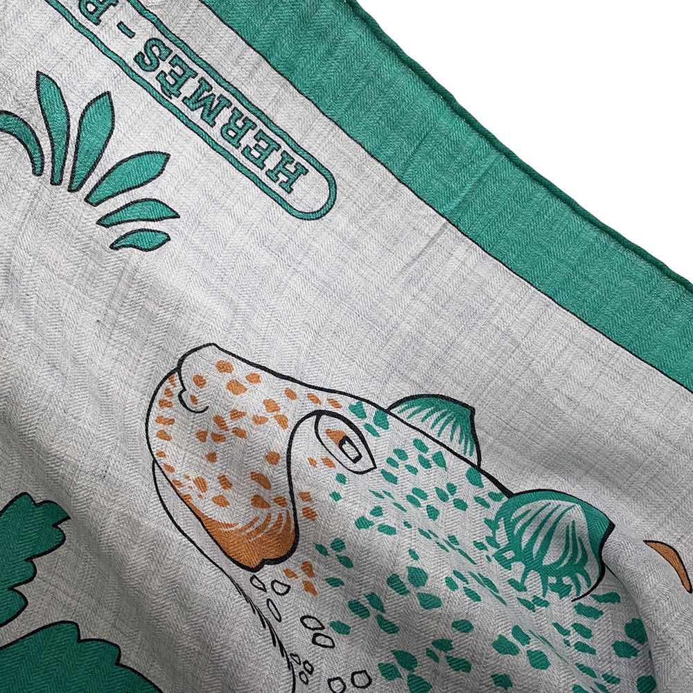 Hermes Shawl Carre 140 Geant les Leopards Cashmere Silk Scarf — view 2