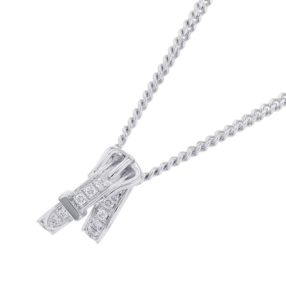 Hermes Necklace Etriviere Pendant Diamond Total 18k White Gold 42