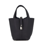 Hermes Handbag Picotin Lock PM Canvas Silver Taurillon Clemence