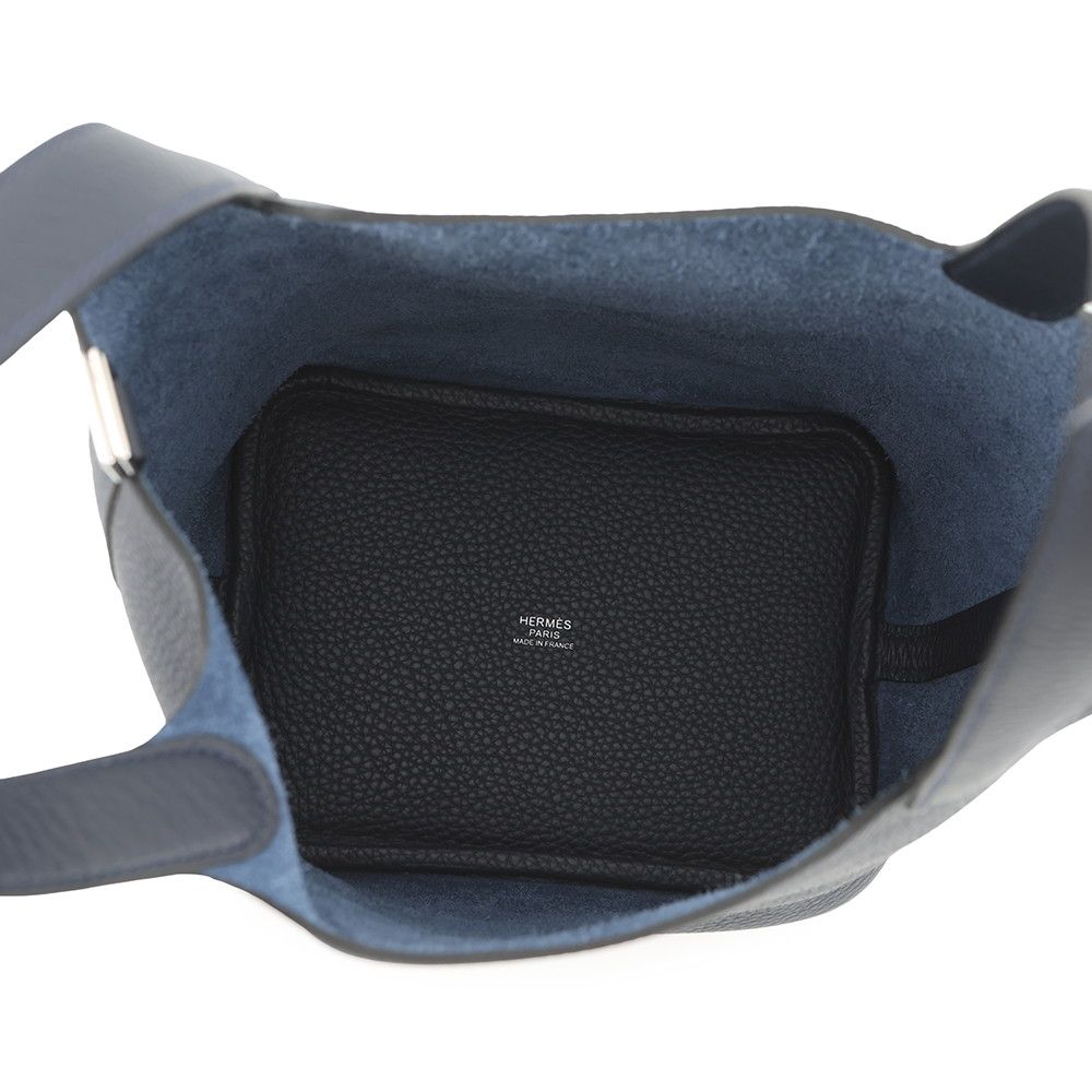 Hermes Handbag Picotin Lock PM Blue Nuit Silver Taurillon Clemence — view 5