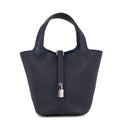 Hermes Handbag Picotin Lock PM Blue Nuit Silver Taurillon Clemence