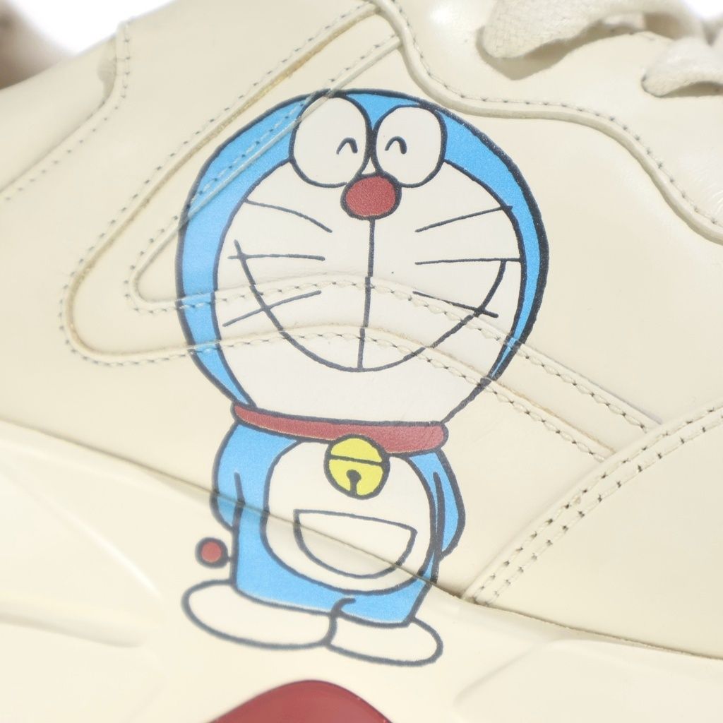 Gucci Doraemon Character Logo Leather Mid Cut Sneakers Beige — view 6