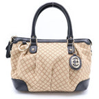 Gucci Diamanth 2-Way Shoulder Bag Black Beige Canvas Leather Gold