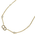 Dior Clair de Lune CD Logo Rhinestone Chain Necklace Gold