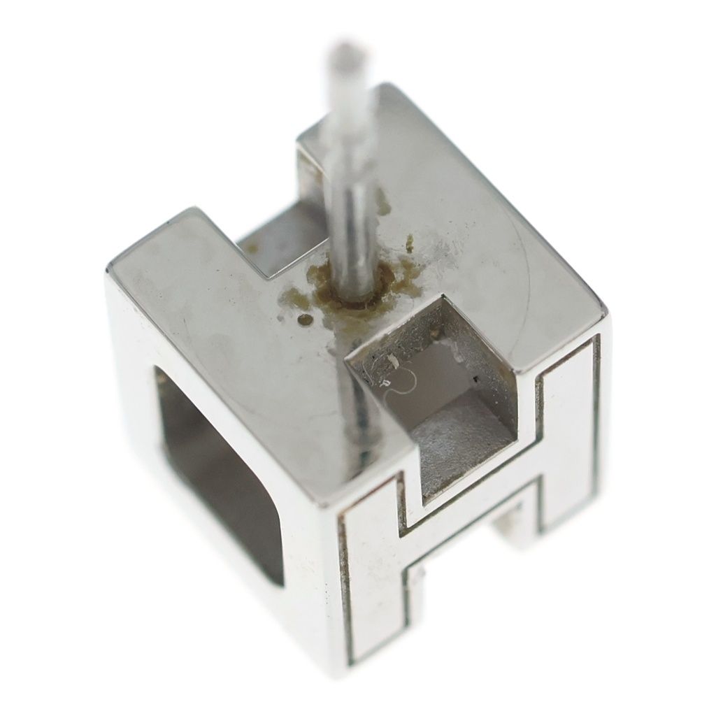 Hermes Cube Earrings Pink Silver Metal — view 5