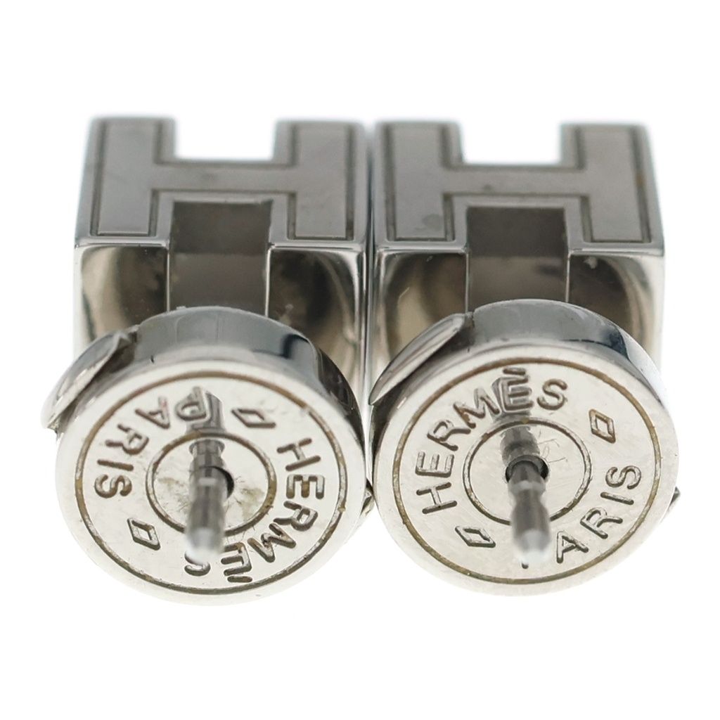 Hermes Cube Earrings Pink Silver Metal — view 2