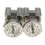Hermes Cube Earrings Pink Silver Metal — view 2