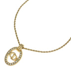Dior CD Logo Rhinestone Necklace Gold Pendant