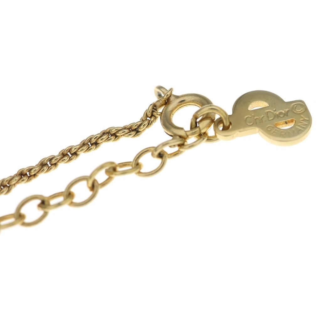 Dior CD Logo Rhinestone Necklace Gold Pendant — view 5