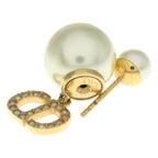 Dior Tribales Tribal Pearl Earrings CD Logo Rhinestone Gold — view 6