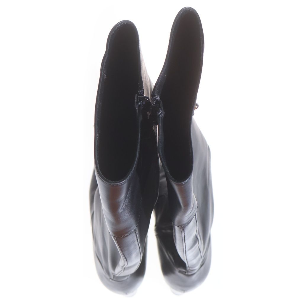Hermes Sac a Depeches Leather Long Boots Black — view 4