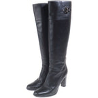 Hermes Sac a Depeches Leather Long Boots Black — view 2