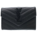 Saint Laurent Paris Stitch Monogram Small Envelope Wallet Card Case Black