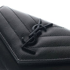 Saint Laurent Paris Stitch Monogram Small Envelope Wallet Card Case Black — view 5