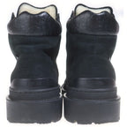 Dior Oblique Embossed Leather Lace Up Work Short Boots Black — view 3