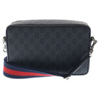 Gucci GG Supreme Canvas Shoulder Bag Silver Black — view 2