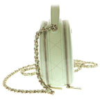 Chanel Mini Round Quilted Chain Shoulder Bag Vanity Lime Green Caviar Leather — view 3