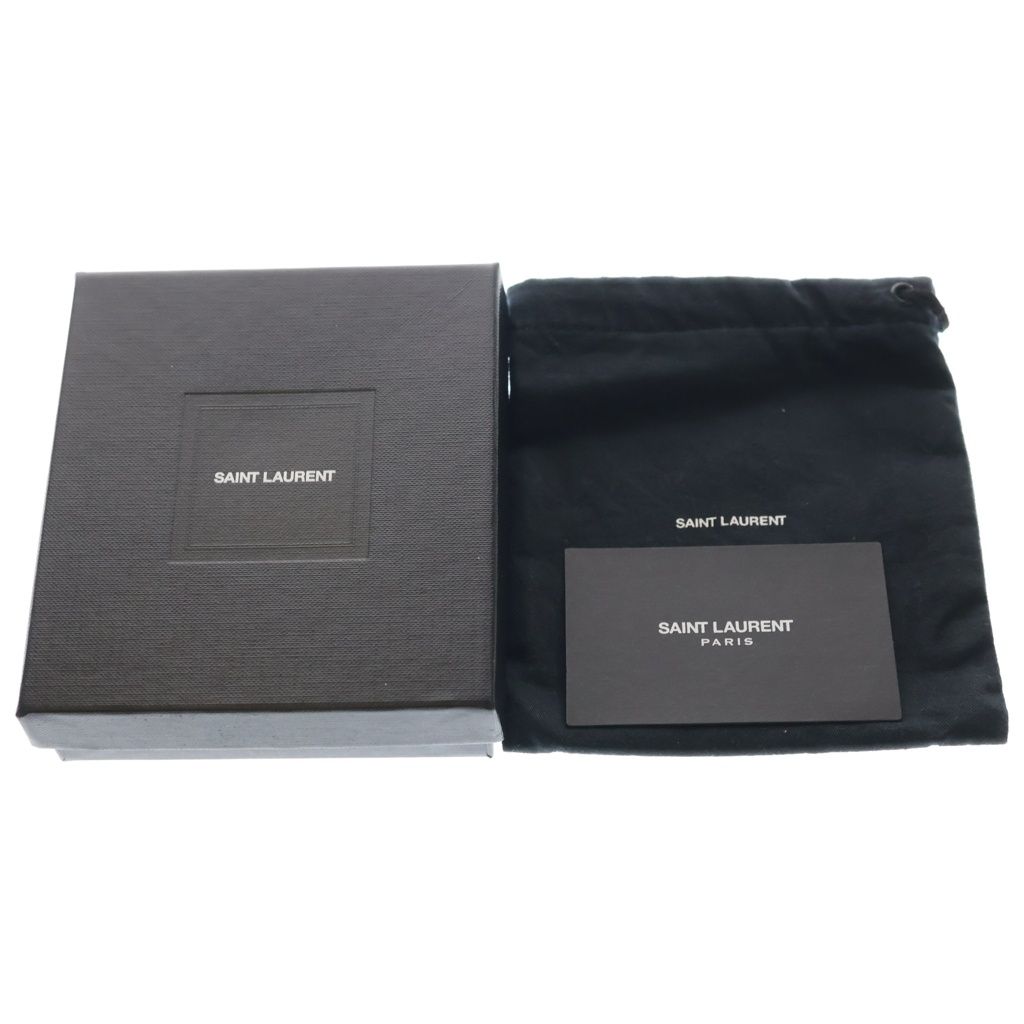 Saint Laurent Paris Tiny Wallet Logo Print Leather Bifold Gray — view 6