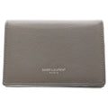 Saint Laurent Paris Tiny Wallet Logo Print Leather Bifold Gray