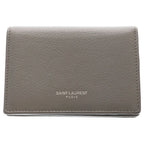 Saint Laurent Paris Tiny Wallet Logo Print Leather Bifold Gray