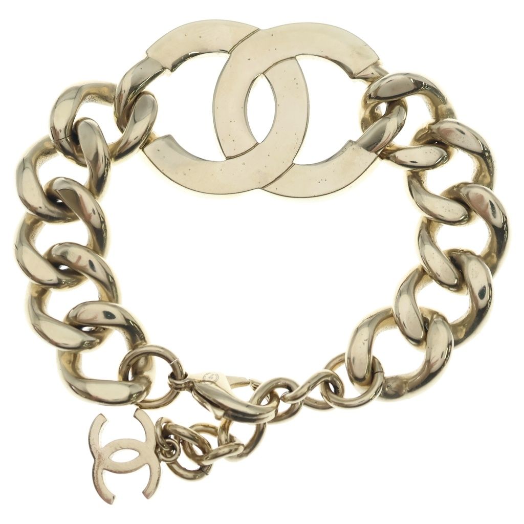 Chanel Pharrell Williams CC Logo Rhinestone Chain Bracelet Gold — view 2