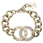 Chanel Pharrell Williams CC Logo Rhinestone Chain Bracelet Gold