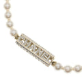 Chanel Logo Necklace Faux Pearl Rhinestone White Gold 24c